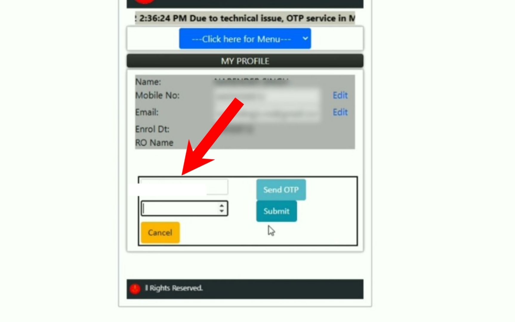 Hamraaz Mobile Number / Email Update Process Step 4